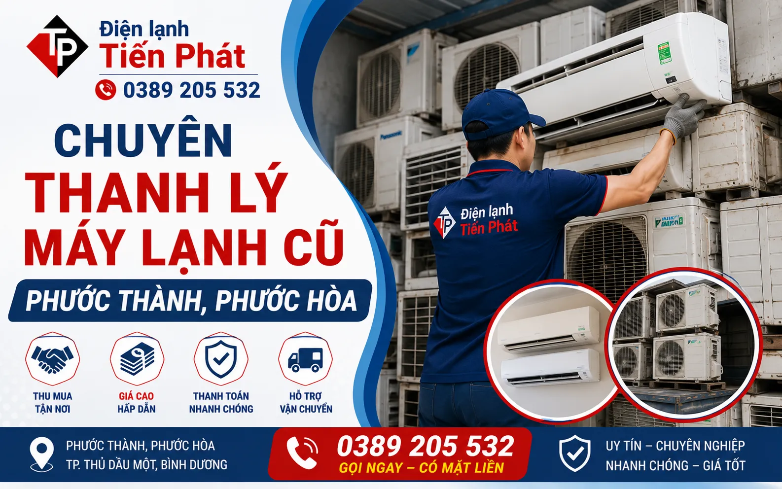Chuyên thanh lý máy lạnh cũ Phước Thành, Phước Hòa