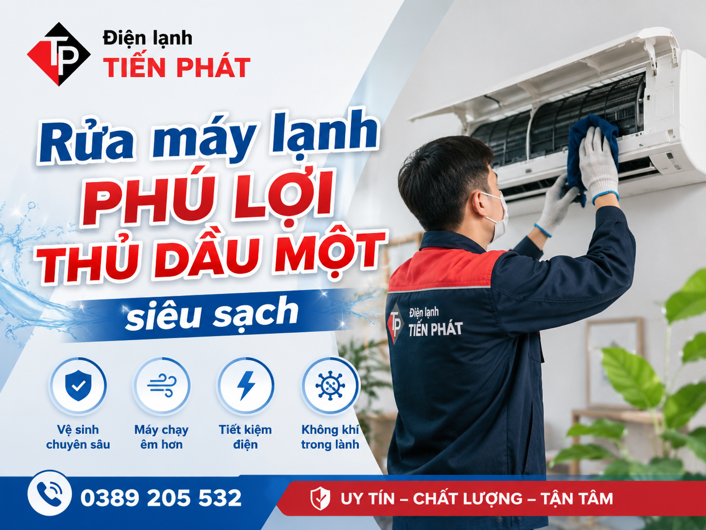 Rửa máy lạnh Phú Lợi Thủ Dầu Một siêu sạch