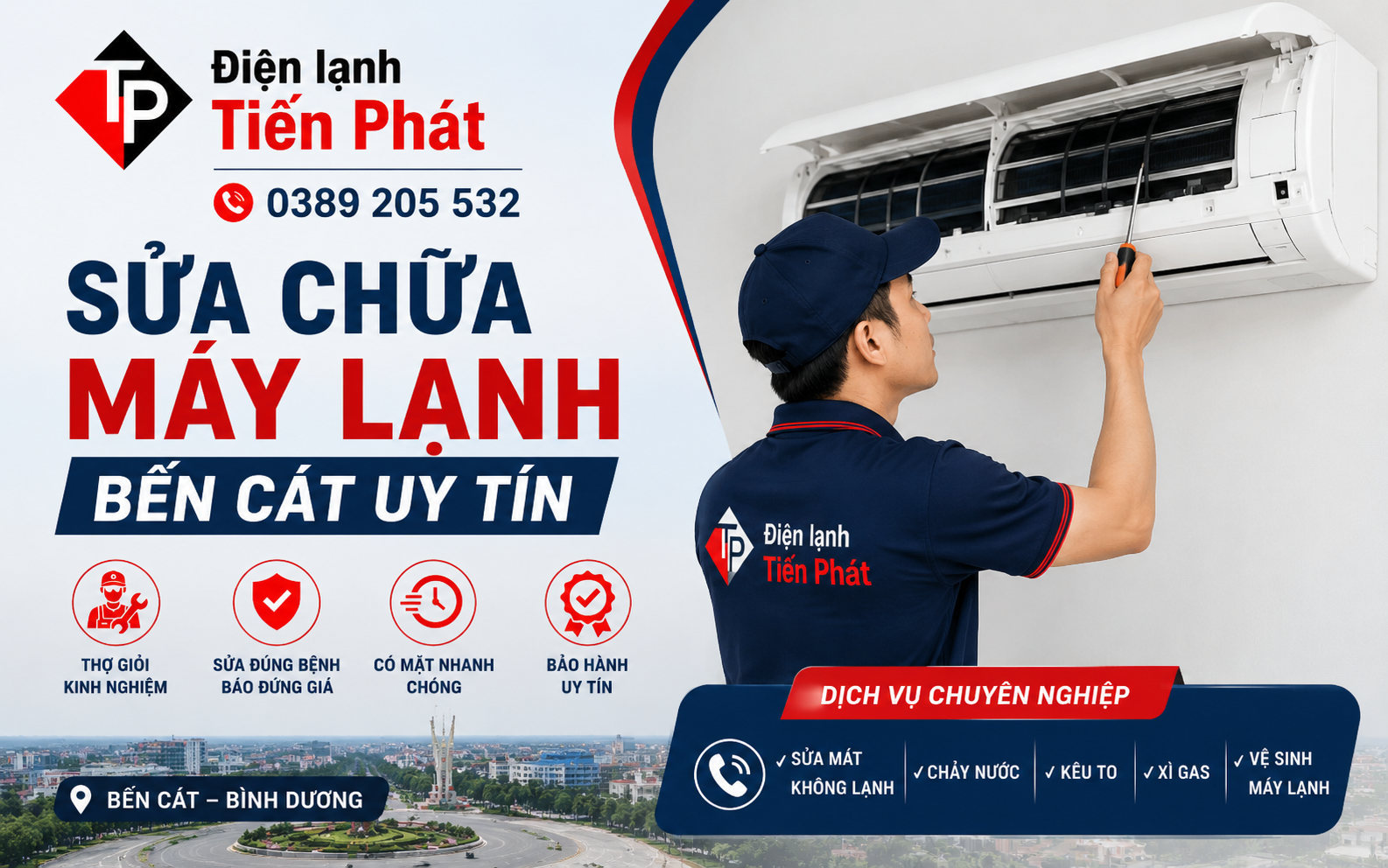 Sửa chữa máy lạnh Bến Cát uy tín
